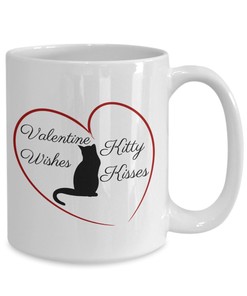 Kitty Valentine Wishes Mug Set, Adorable Pet and Cat Lovers Valentines Day Mug