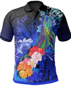 Kosrae Humpback Whale Polo Shirt - Blue (Custom) - Perfect For Whale Lovers