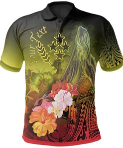 Kosrae Humpback Whale Polo Shirt - Yellow (Custom) - Great For Fans Of Ocean Wildlife