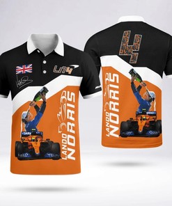 Lando Norris F1 Driver Athleisure T-Shirt With Polo Collar - Gift For Fans