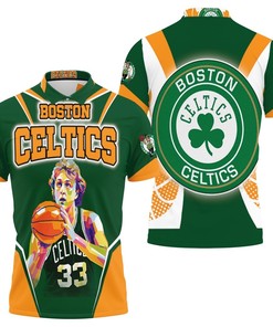 Larry Bird 33 Boston Celtics Vintage All Over Print Polo T-Shirt - Great Gift For Fans