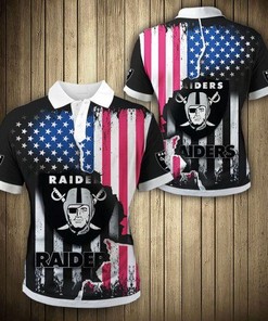 Las Vegas Raiders American Flag All Over Print Polo T-Shirt - Ideal Gift For Fans