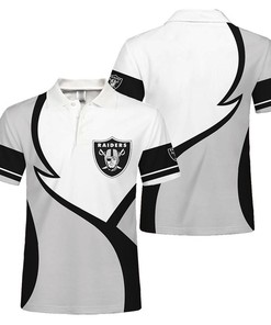 Las Vegas Raiders Button Up Polo Shirt With Polo Collar - Gift For Fans