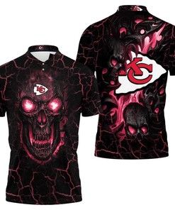 Lava Skull 3D Polo Shirt - Perfect For Nfl Fans Of Kansas City Chiefs