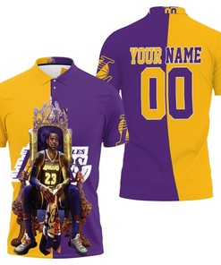 Lebron James On Throne Los Angeles Lakers 3D Personalized Polo Shirt - Great Fan Gift With 3D T-Shirt Birthday