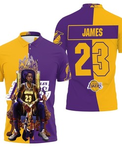 Lebron James On Throne Printed Los Angeles Lakers 3D Polo Shirt - Ideal Gift For Fans With 3D T-Shirt Blender