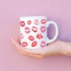 Lipstick Valentines Day Kisses Mug - White Ceramic Heart Gift - Galentines Day Gift Idea