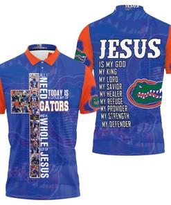 Little Bit Florida Gators And Whole Lots Of Jesus All Over Print Polo Shirt - Best Fan Gift