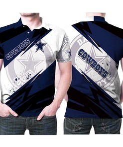 Look Cool On Game Day With Dallas Cowboys Pattern Blue And White 3D Printed Polo Shirt