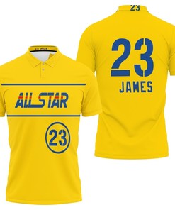 Los Angeles Lakers Lebron James 2021 All-Star Gold Jersey Polo Shirt - Great Fan Gift With All Over Print Polo T-Shirt