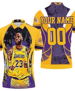 Los Angeles Lakers Lebron James Fire Ball Polo Shirt - Great Fan Gift Featuring Polo Collar