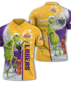 Los Angeles Lakers Nba Unisex Funny Christmas The Grinch 3D Polo Shirt - Great For 3D Printed Polo Shirt Fans