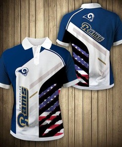 Los Angeles Rams Abstract American Flag 3D Polo Shirt For Fans