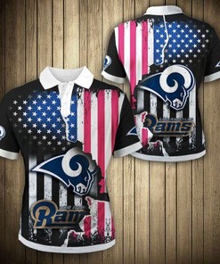 Los Angeles Rams American Flag Polo Shirt For Nfl Fans