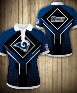 Los Angeles Rams Square Lattice All Over Print Polo T-Shirt For Fans