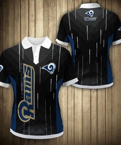 Los Angeles Rams Stripe 3D Polo Shirt For Nfl Fans