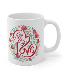Love Blossoms Mug Set, Perfect Valentines Day Coffee Mug Gift Idea, Cute Valentines Day Mug