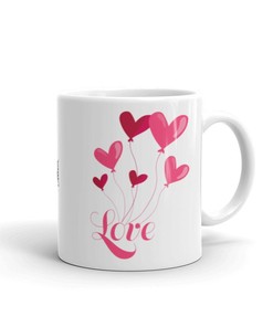 Love Heart Balloons Valentine's Day Coffee Mug Set, Lovely Gift for Girlfriend or Wife