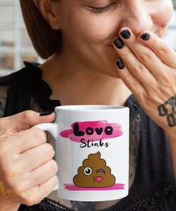Love Stinks Funny Valentines Day Mug - Single Awareness Day Sarcastic Gift
