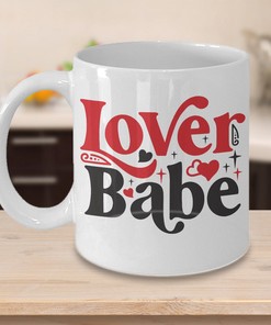 Lover Babe Valentine Mug Set - Sweetheart Gift Mug Set - Cute Mug Set for Girlfriend and Boyfriend
