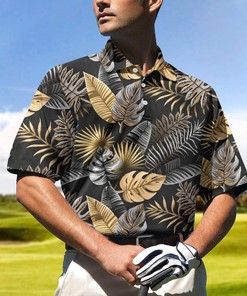 Luxurious Tropical Pattern Athletic Polo Shirt - Perfect Gift For Golf Fans