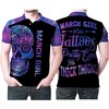 March Girl With Tattoos Pretty Eyes And Thick Thighs Sugar Skull Flowers All Over Print Polo Shirt