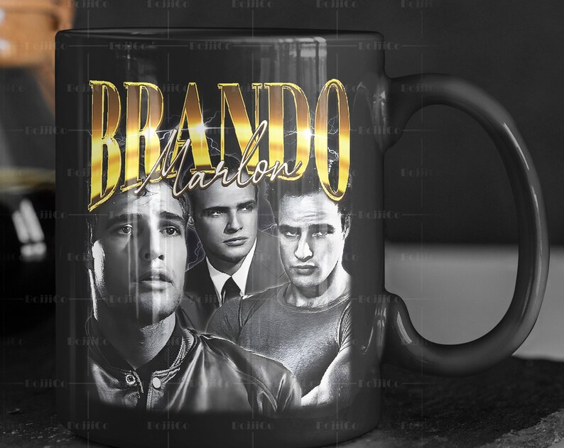Marlon Brando Vintage Gangster Movie Mug, American Actor Homage Coffee Cup, Fan Gift for Marlon Brando, Retro 90s Mug - Image 2