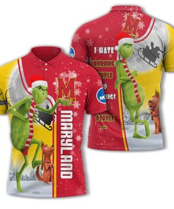 Maryland Terrapins Ncaa Unisex Funny Christmas The Grinch 3D Polo Shirt - Perfect All Over Print Polo Shirt