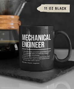 Mechanical Engineer Gift Mug for Students and Graduating Engineers: Movie Coffee Mug with Engineer Noun