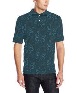 Men Polo Shirt With Octopus Pattern Print Design - Perfect Gift For Men