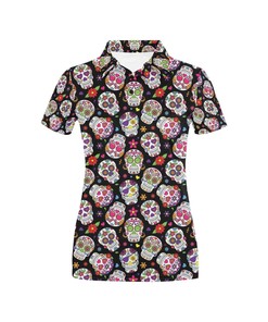 Men'S 3D Sugar Skull Polo Shirt - Vibrant Design For Fans