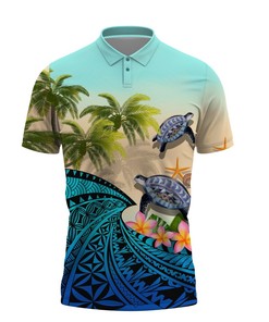 Men'S All Over Print Kanaka Maoli Hawaiian Polynesian Turtle Coconut Palm Polo Shirt