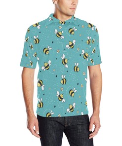 Men'S Bee Pattern Print Design Polo Shirt - A Buzz-Worthy Polo Shirt For Men Who Love Bees.