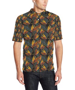 Men'S Bird Of Paradise Pattern Print Design Polo Shirt - A Unique And Stylish Polo Shirt For Nature Lovers.