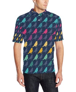 Men'S Birds Pattern Print Design Polo Shirt - A Trendy And Fashionable Polo Shirt For Bird Enthusiasts.