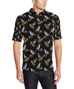Men'S Birds Pattern Print Design Polo Shirt - A Trendy And Stylish Gift For Bird Lovers.