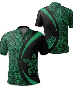 Men'S Green Circle Turtle Polynesian Athletic Polo Shirt