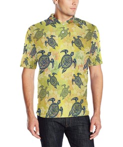 Men'S Hawaiian Turtle Tribal Print 3D Printed Polo Shirt