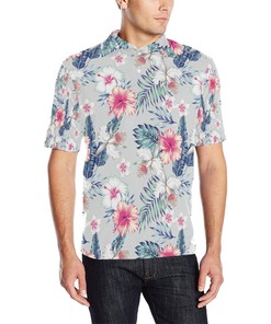Men'S Hibiscus Print Polo Shirt - Perfect For Hibiscus Fans