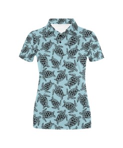 Men'S Hibiscus & Sea Turtle All-Over Print Polo Shirt