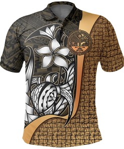 Men'S Marshall Islands Gold Coat Of Arm Hook Turtle Polo T-Shirt