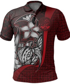 Men'S Marshall Islands Red Coat Of Arm Hook Turtle Personalized Polo T-Shirt
