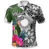 Men'S Marshall Islands White Turtle Plumeria Banana Leaf Athletic Polo Shirt
