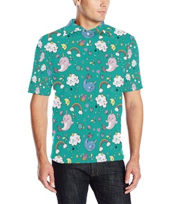 Men'S Narwhal Pattern Print Polo Shirt For Ocean Enthusiasts