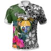 Men'S Nauru White Turtle Plumeria Banana Leaf Crest Athletic Polo Shirt