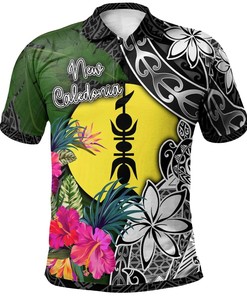 Men'S New Caledonia Turtle Plumeria Banana Leaf Athletic Polo Shirt