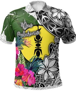 Men'S New Caledonia White Turtle Plumeria Banana Leaf Personalized Polo T-Shirt