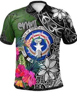 Men'S Northern Mariana Islands Turtle Plumeria Banana Leaf Athletic Polo Shirt