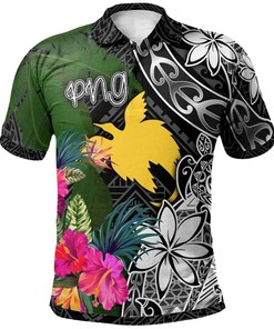 Men'S Papua New Guinea Turtle Plumeria Banana Leaf Custom Polo T-Shirt