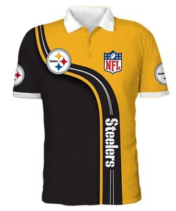 Men'S Pittsburgh Steelers 3D Printed All Over Polo Shirt For Fans